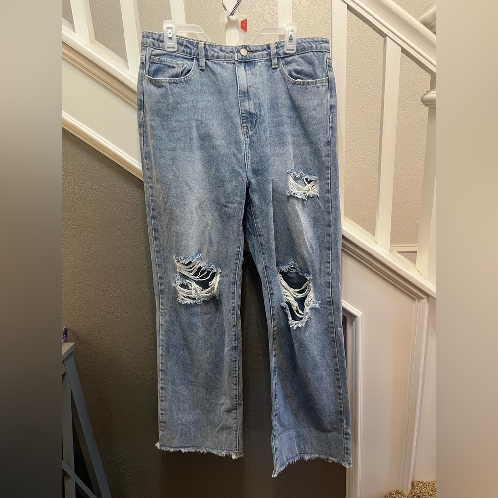 Distressed ripped jeans